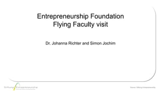 Source: Stiftung Entrepreneurship
Entrepreneurship Foundation
Flying Faculty visit
Dr. Johanna Richter and Simon Jochim
 