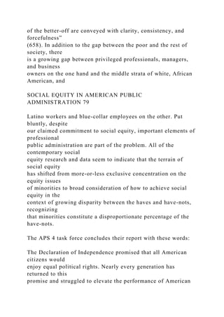 SOCIAL EQUITY IN AMERICAN PUBLIC ADMINISTRATION 75 5 T.docx | Political ...