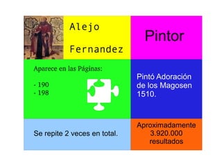 Alejo
Fernandez
Pintor
Aparece en las Páginas:
­ 190
­ 198
Se repite 2 veces en total.
Pintó Adoración
de los Magosen
1510.
Aproximadamente
3.920.000
resultados
 