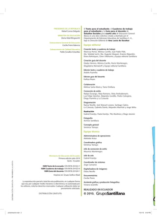 PRESIDENTE DE LA REPÚBLICA          El Texto para el estudiante, el Cuaderno de trabajo
                                  ...