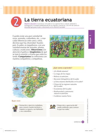 /D WLHUUD HFXDWRULDQD
                                   2EMHWLYR HGXFDWLYR Caracterizar al Ecuador en sus aspectos físico...