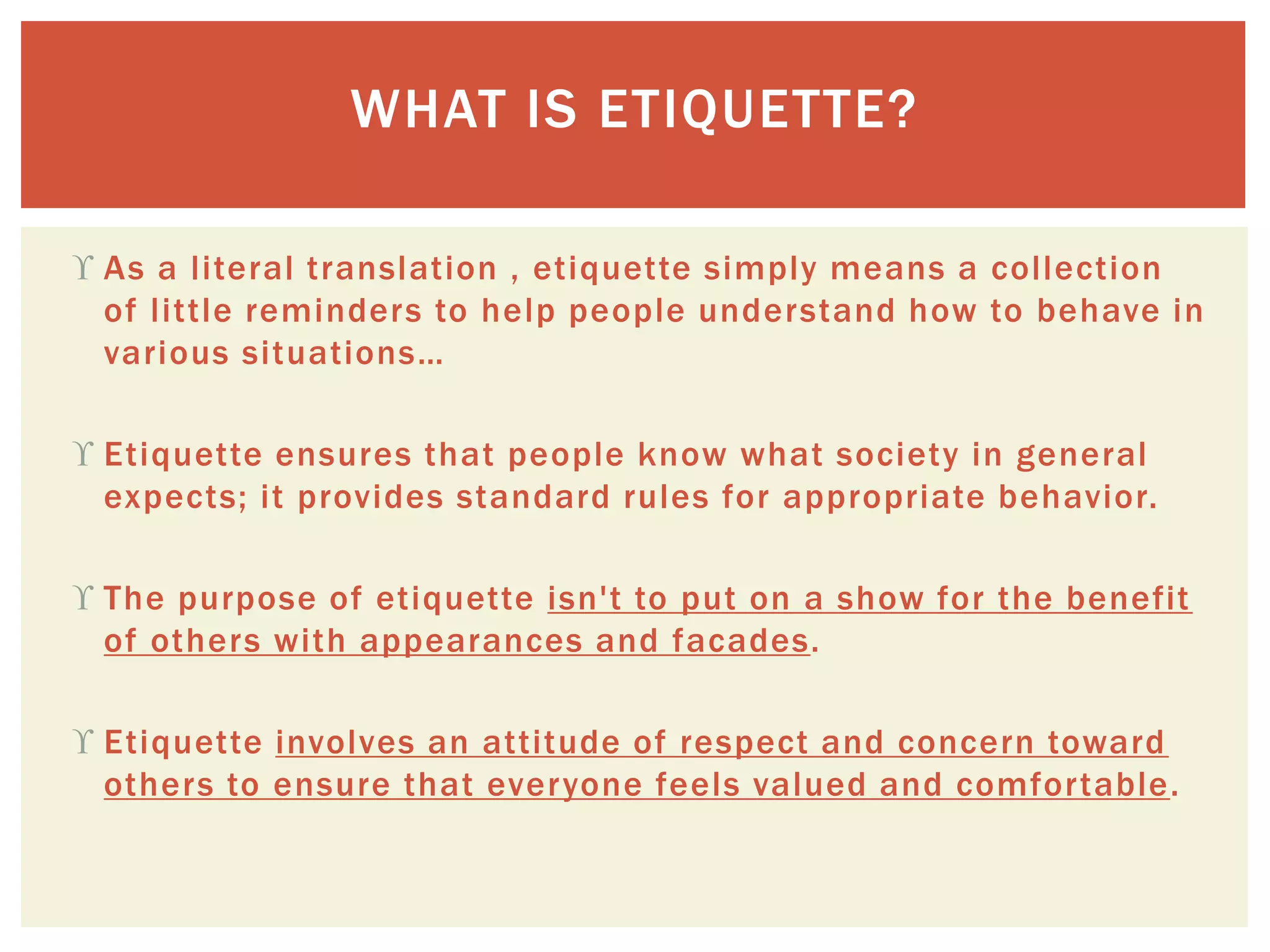 Etiquette Example Social Etiquette | PPTX