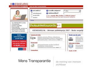 Mens Transparantie   de mening van mensen
                     zichtbaar
 