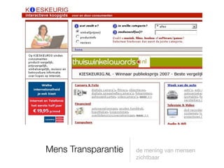 Mens Transparantie   de mening van mensen
                     zichtbaar
 