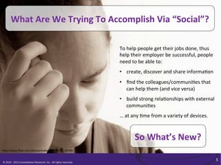 What	
  Are	
  We	
  Trying	
  To	
  Accomplish	
  Via	
  “Social”?	
  

                                                 ...