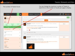 socialfave
socialfave
Tweets, Retweets and likes
You can change the maximum number of Tweets to
search for or the number of results per page to display.
socialfave
The number of Tweets found.
 