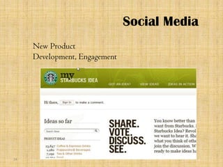 Social Media
     New Product
     Development, Engagement




24
 