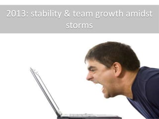 2013: stability & team growth amidst
storms
 