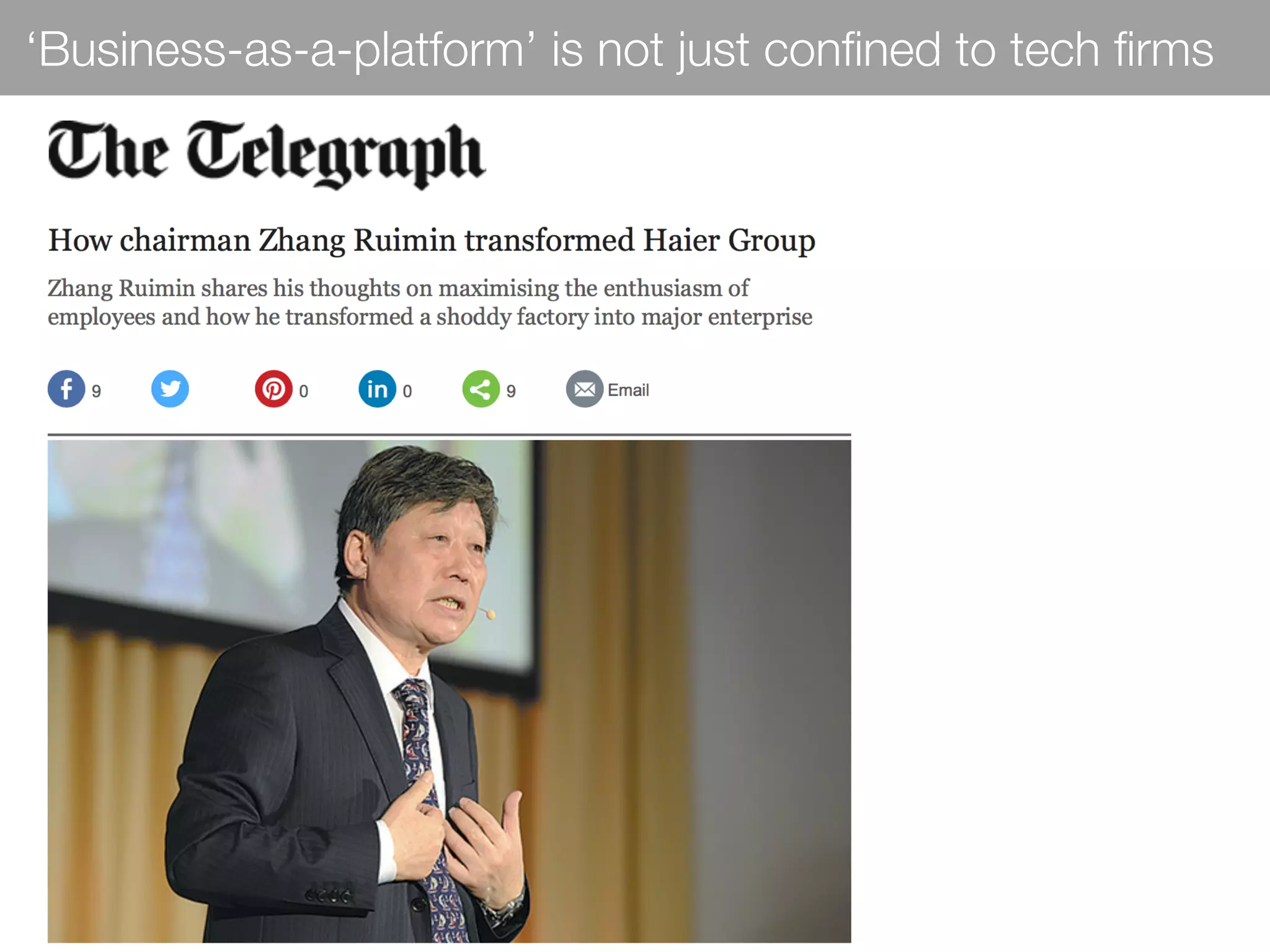 ‘Business-as-a-platform’ is not just conﬁned to tech ﬁrms
 