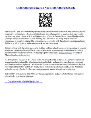 Social Foundations Of Multicultural Education | PDF