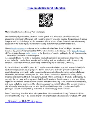 Social Foundations Of Multicultural Education | PDF