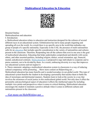 Social Foundations Of Multicultural Education | PDF