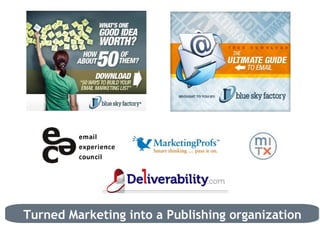 Turned Marketing into a Publishing organization 