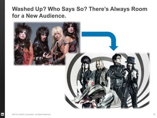 ©2013 LinkedIn Corporation. All Rights Reserved.
Washed Up? Who Says So? There’s Always Room
for a New Audience.
20
 