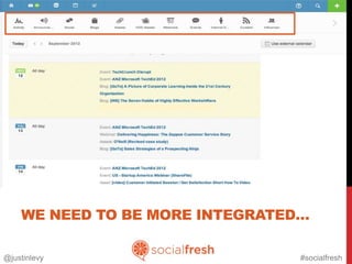 WE NEED TO BE MORE INTEGRATED…

@justinlevy                      #socialfresh
 