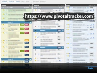 https://www.pivotaltracker.com
Tools
 