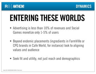 DYNAMICS


                      ENTERING THESE WORLDS
                      • Advertising is less than 10% of revenues an...