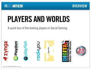 OVERVIEW


                PLAYERS AND WORLDS
                 A quick tour of the leading players in Social Gaming




Co...