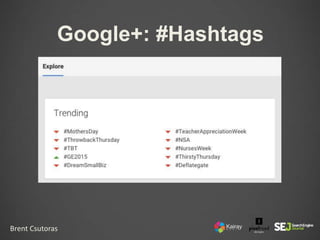 Google+: #Hashtags
Brent Csutoras
 