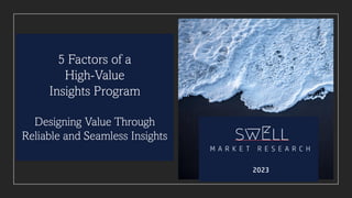 5 Factors of a
High-Value
Insights Program
Designing Value Through
Reliable and Seamless Insights
 
