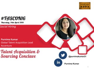 How to build a Sourcing
Team
Chinmay Chavan
Lead Trainer
SourcePro
Social Hiring
Purnima Kumar
Global Talent Acquisition Lead
Accenture
1
Add your
Photo
Purnima Kumar
@purnimakumar21
 