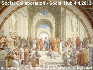 Social Collaboration - Social Hub 4.4.2013




Manuel P. Nappo, lic. oec. HSG - Leiter Fachstelle Social Media HWZ
 