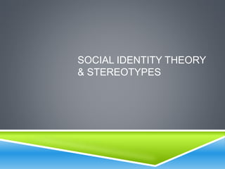SOCIAL IDENTITY THEORY 
& STEREOTYPES 
 