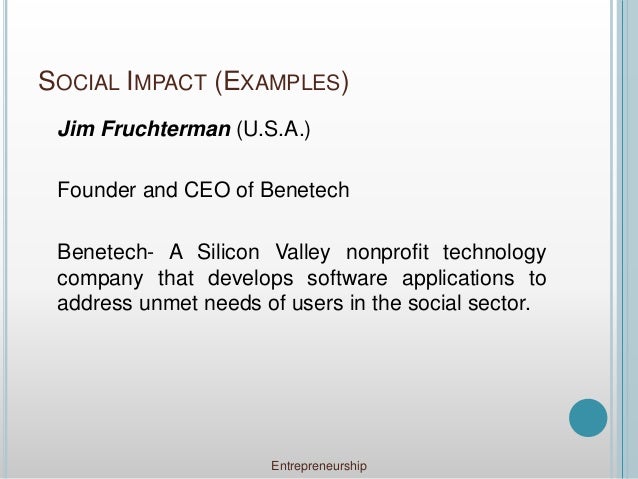 Social Impact Of Entrepreneurship
