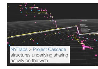 Traceability means we can monitor
      the extended inﬂuence




NYTlabs > Project Cascade"
structures underlying sharing
activity on the web"
 