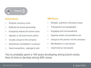       TREND<br />3<br />SIM Voices<br />Multiple, authentic individual voices<br />Transparent and googleable<br />Engagin...