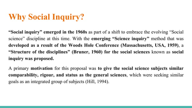 Social Inquiry Model | PPTX | Educational Assessment | Education