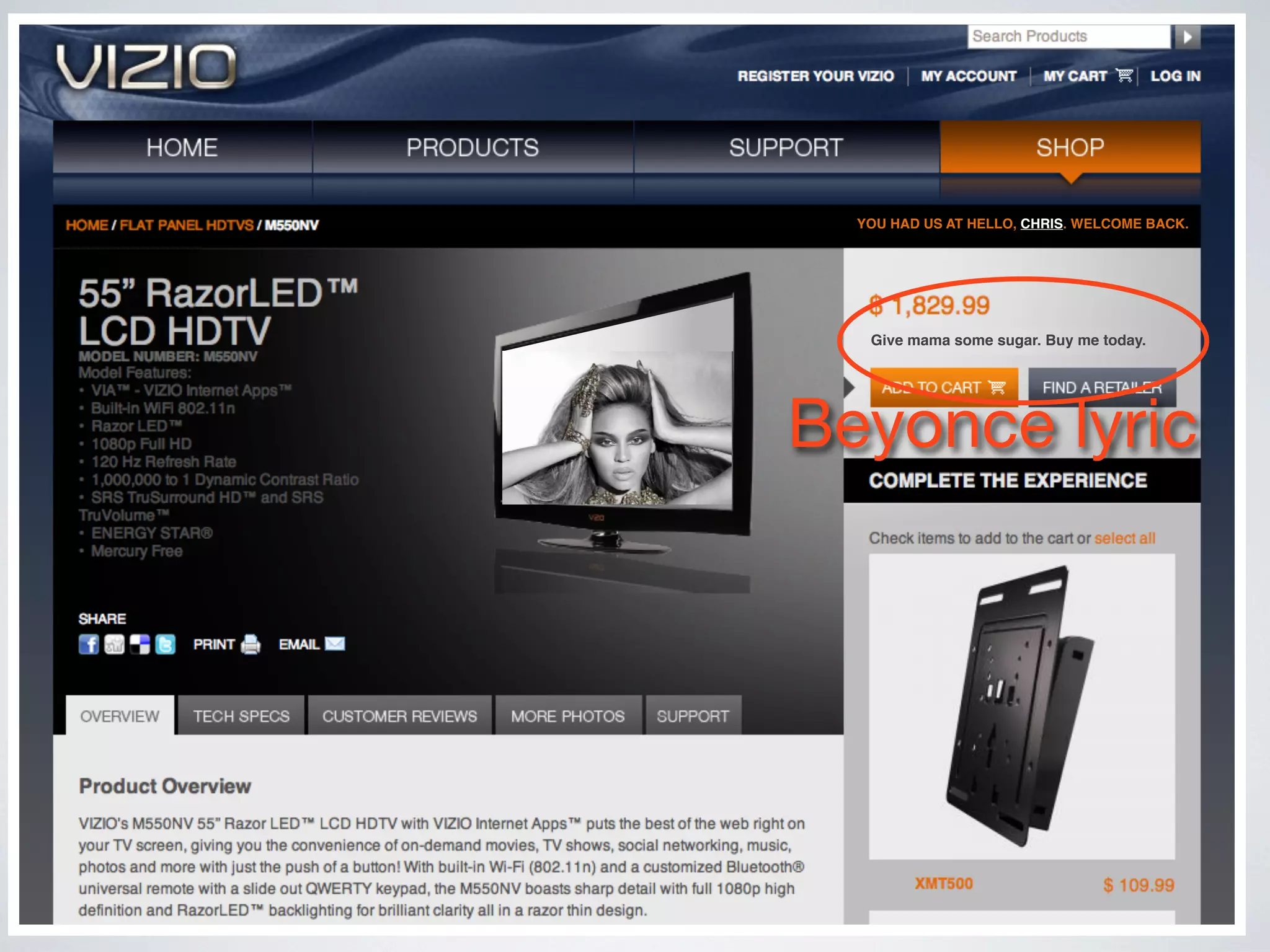 YOU HAD US AT HELLO, CHRIS. WELCOME BACK.




   Give mama some sugar. Buy me today.




Beyonce lyric
 