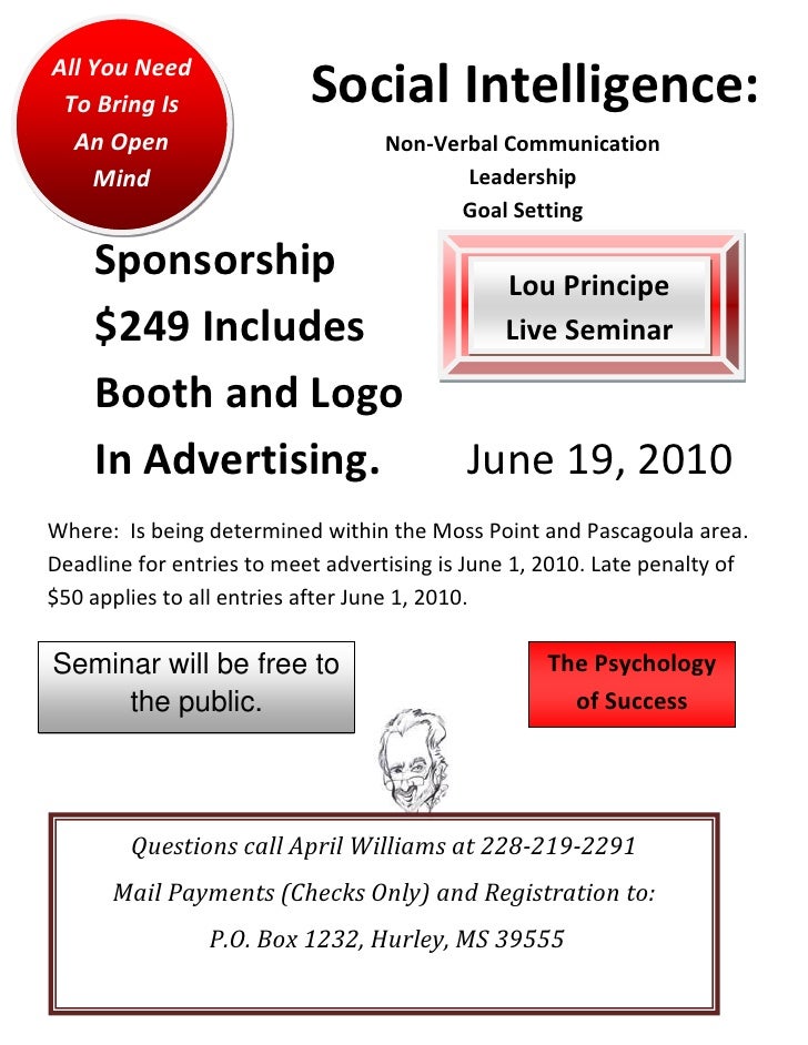 All You Need
 To Bring Is               Social Intelligence:
  An Open                          Non-Verbal Communication
 ...