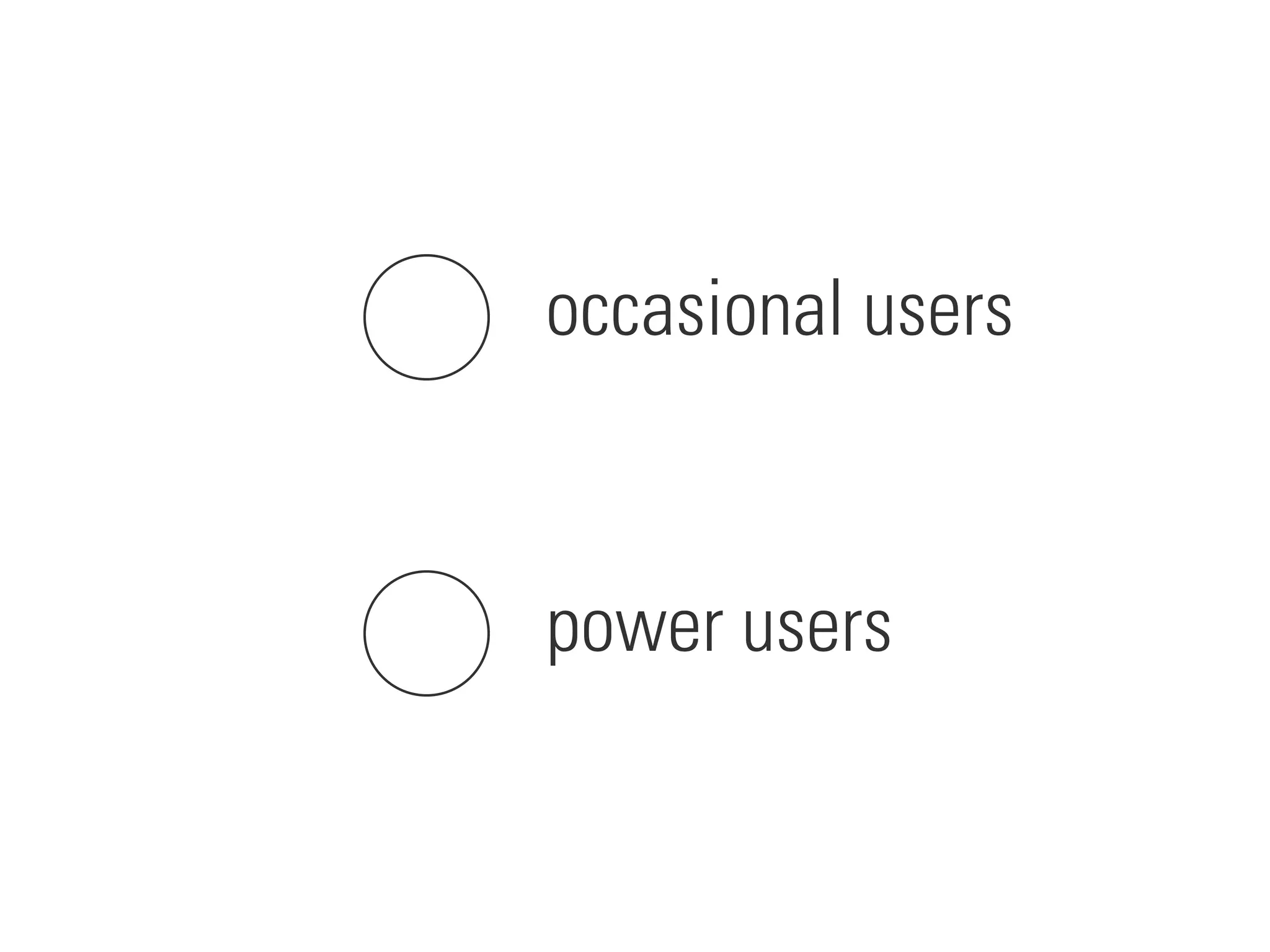 occasional users
power users
 