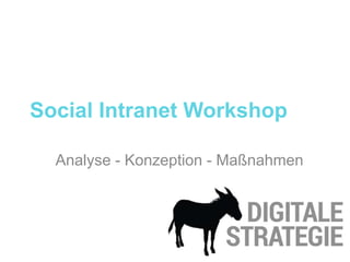 Social Intranet Workshop
Analyse - Konzeption - Maßnahmen
 