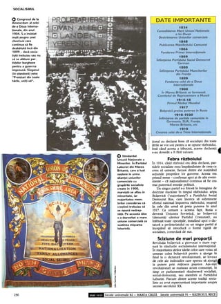 SOCIALISMUL


O         Congresul   de   la
Amsterdam a! ce!ei
de-a Doua !nterna-
,ionale, din anu!
 1904. S-a insistat
mu!t asupra unei
chestiuni care
continua sa fie
dezbatuta inca din
 1899 -daca socia-
li~tii trebuiau sau nu
sa se a!ature par-
tide!or burgheze
pentru a guverna
impreuna. Sloganul
(in c:>landeza)este:
"Proletari din to ate
tari!e, uni,i-va".




                                                               tional au declarat ferm c~ sociali~tii din toate
                                                               t~rile se vor uni pentru a se opune r~zboiului,
                                                               ins~ cand acesta a izbucnit, aceste declaratii .
                                                               s-au dovedit a fi f~r~ valoare.                  W
                                      O Stindardul
                                      Uniunii Na~ionale a                  Febra razboiului
                                      Minerilor.ln Partidul    in 1914, cand r~zboiul era deja declarat, par-
                                      Laburist din Marea       tidele socialiste erau Insp~imantatede ceea ce
                                      Britanie, care a luat    avea s~ urmeze, fiecare dintre ele sustinand
                                      na~tere in urma          actiunile propriilor lor guverne. Acesta era
                                      alian~ei uniunilor       primul sernn -confirmat apoi ~i de alte eveni-
                                      comerciale cu            mente -c~ nationalismul continua s~ fie cea
                                      gruparile socialiste     mai puternic~ emotie politic~.
                                      create in 1900,              Un singur partid s-a folosit In Intregime de
                                      marxi~tii se aflau in    doctrine marxiste In timpul r~zboiului: aripa
                                      minoritate. iar          Bol~evic~ ("majoritatea") a Partidului Social
                                      majoritatea mem-         Democrat Rus, care incerca s~ submineze
                                      brilor considerau ca     efortul national Impotriva r~zboiului, reu~ind
                                      cre~tinii trebuiau sa    In cele din urm~ s~ preia puterea In anul
                                      se opuna nedrep-          1917. Ca urmare a acestui fapt, Rusia a
                                      ta~ii. Pe aceasta idee   devenit Uniunea Sovietic~, iar bol~evicii
                                      s-a dezvoltat o mare     (denumiti ulterior Partidul Comunist), au
                                      uniune comerciala ce     In~bu~it toate opozitiile, instaland apoi o dic-
                                      sustinea mi~carea        tatura a proletariatului cu un singur partid ~i
                                      laburista.               Incepand s~ introduc~ o form~ rigid~ de
                                                                socialism, controlat~ de stat.

                                                                   Sciziune      de mari propor1ii
                                                               Revolutia bol~evic~ a provocat o mare rup-
                                                               tur~ In randurile socialismului international.
                                                               in majoritatea t~rilor ideile celor care voiau s~
                                                               urmeze calea bol~evic~ pentru a ajunge In
                                                               final la o dictatur~ revolutionar~, se loveau
                                                               de cele ale indivizilor care sperau s~ ajung~~
                                 "
                                                               la putere prin mijloace pa~nice. A!ja-zi~ii.
                                 0
                                tj
                                                               revolutionari se numeau acum comuni~ti, In
                                 Qj
                                "5                             timp ce parlamentarii rarrulseser~ sociali~ti,
                                u
                                 "
                                 ..
                                                               social-democrati, sau membrii ai Partidului
                                 E                             Laburist. Fiecare dintre aceste traditii socia-
                                s
                                 "                             liste au avut repercursiuni importante asupra
                                .c
                                .9,                            istoriei secolului xx.
    236
 