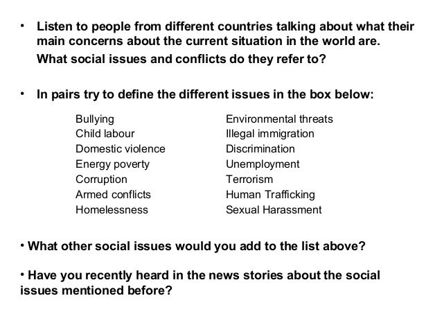 Social issues and conflict 2018