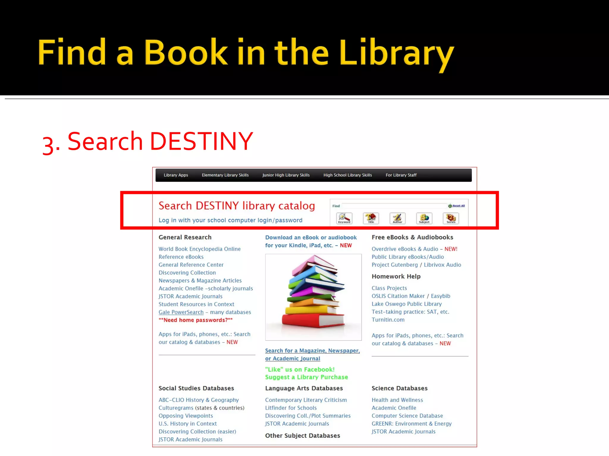 3. Search DESTINY
 