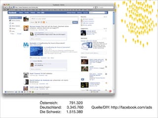 Österreich:      791.320
Deutschland:   3.345.760    Quelle/DIY: http://facebook.com/ads
Die Schweiz:   1.515.380
 