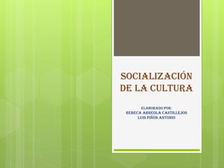 Socialización
de la cultura
       elaborado por:
 Rebeca arreola Castillejos
      luis piñón antonio
 