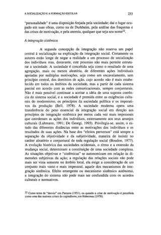 Socialização e formação escolar   dubet