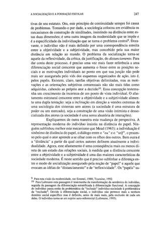 Socialização e formação escolar   dubet
