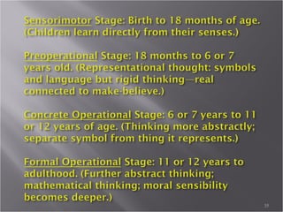 Young Adulthood (18-35 years)
 At this stage of psychosocial development, a
person begins to search for a partner. It becomes
the main focus or new struggle once a person
has resolved their adolescent identity crisis. The
most important event in this stage is a romantic
attachment or relationship. This is also the stage
in which most start a family, though this has
been pushed back somewhat in societal norms
today. The struggle of this stage is Intimacy vs.
Isolation.
35
 