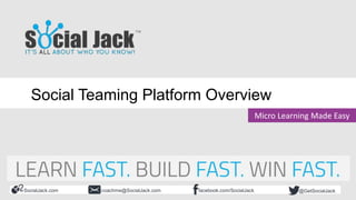 SocialJack.com facebook.com/SocialJackcoachme@SocialJack.com @GetSocialJack
Micro Learning Made Easy
Social Teaming Platform Overview
 