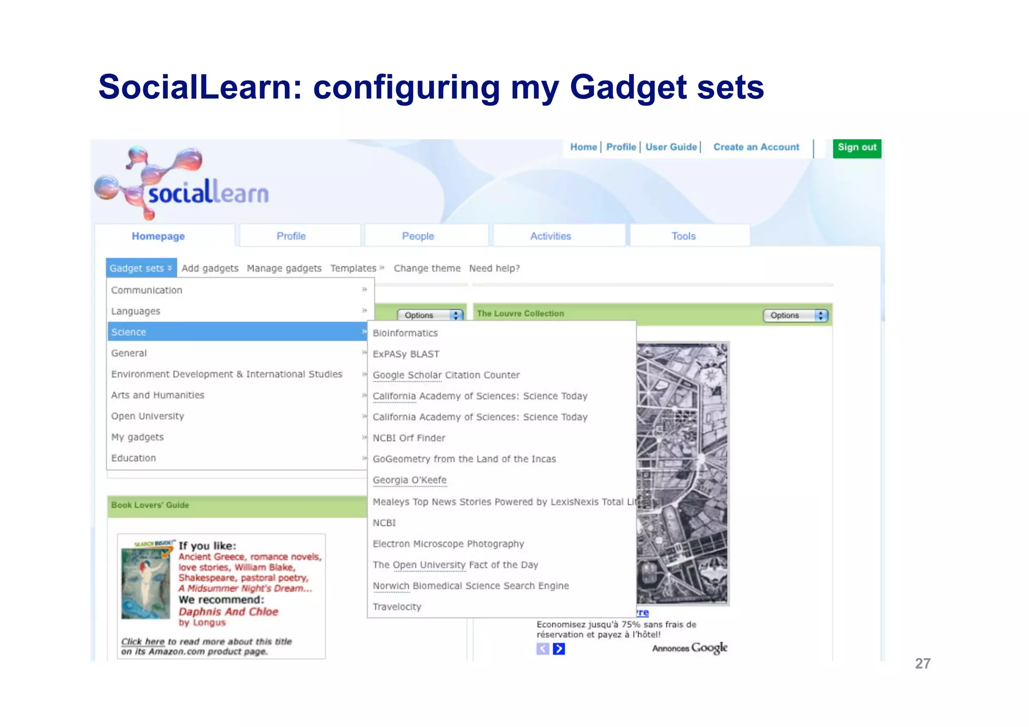 SocialLearn: configuring my Gadget sets




                                          27
 