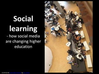 Social
learning
- how social media
are changing higher
education

CC BY-NC-ND Some rights reserved by jisc_infonet

 