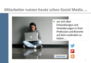 4 
Mitarbeiter nutzen heute schon Social Media ... 
um sich über Entwicklungen und Veränderungen in ihrer Profession und Branche auf dem Laufenden zu halten ... 
Kailash Gyawali  