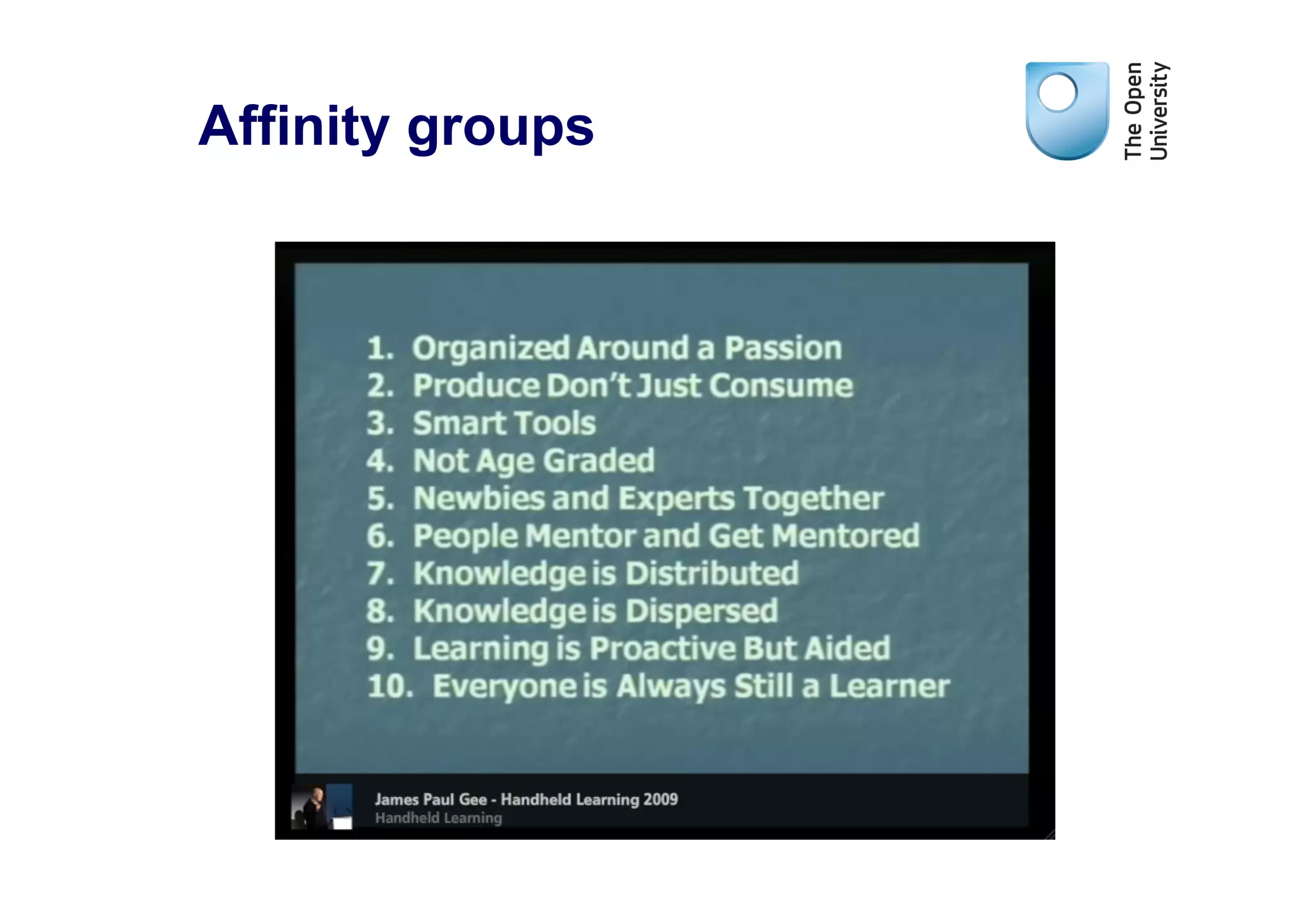 Affinity groups
 