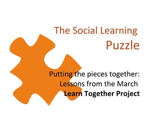 Putting the pieces together: Lessons from the March  Learn Together Project The Social Learning  Puzzle 