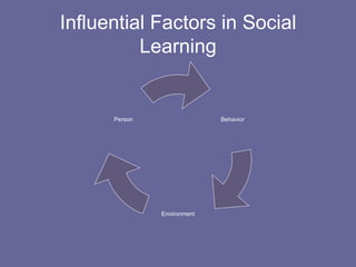 Influential Factors in Social Learning Behavior Environment Person 
